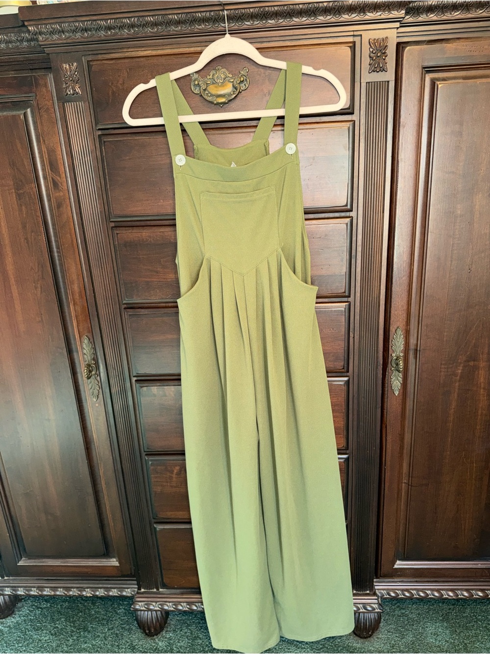 HALARA Olive Green Wide-Leg Pinafore Jumpsuit Dress